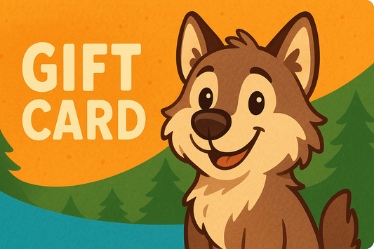 more cartoon style, a friendly wolf graphic